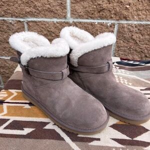 Koolaburra Taupe Suede Winter Boots with Cream Lining